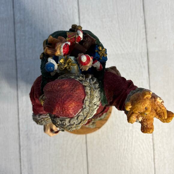 Santa Claus Figurine Holding Candy Cane & Teddy Bear  Holiday Decor - Picture 5 of 12